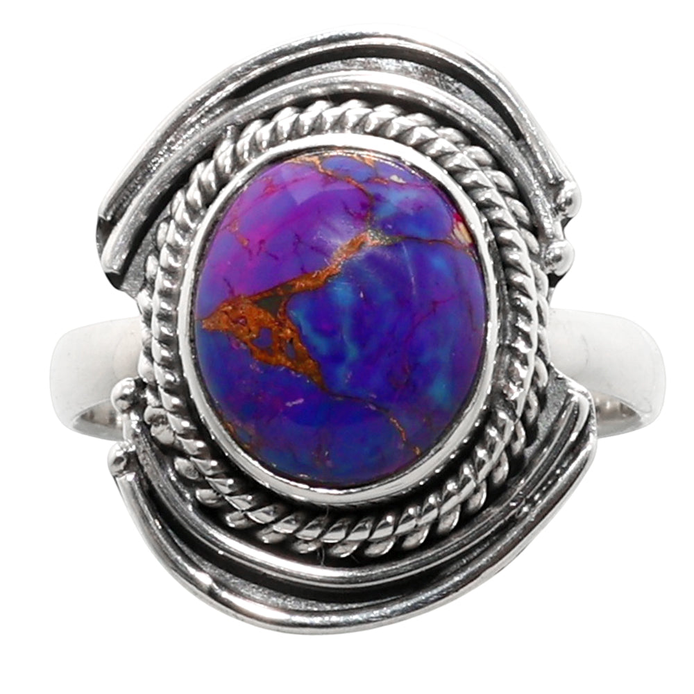 Copper Purple Turquoise 925 Sterling Silver Ring Jewelry Size-17 SR01292