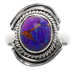 Copper Purple Turquoise 925 Sterling Silver Ring Jewelry Size-17 SR01292