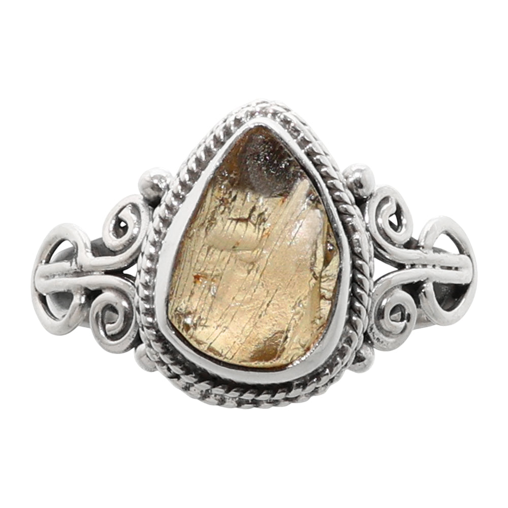 Yellow Scapolite Rough 925 Sterling Silver Ring Jewelry Size-17 SR01295