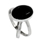 Black Onyx 925 Sterling Silver Ring Jewelry Size-18 SR01298