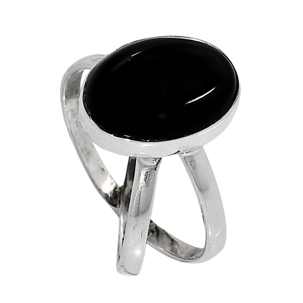Black Onyx 925 Sterling Silver Ring Jewelry Size-18 SR01298