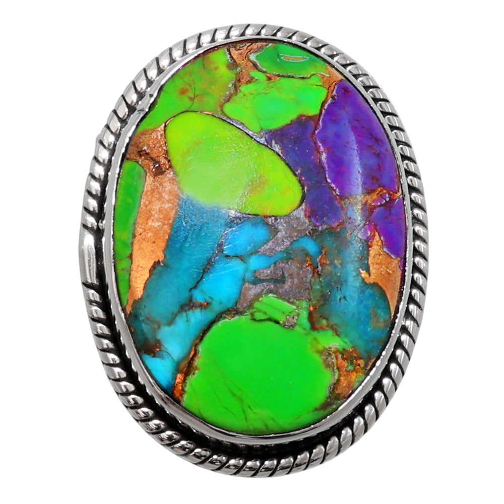 Multi Copper Turquoise 925 Sterling Silver Ring Jewelry Size-10 SR01300