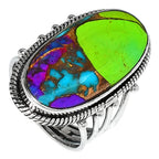 Multi Copper Turquoise 925 Sterling Silver Ring Jewelry Size-10 SR01304