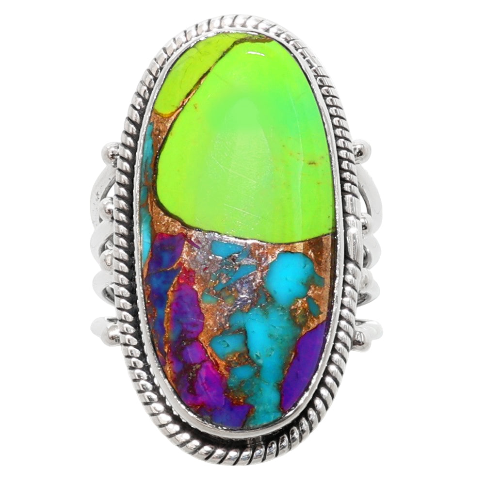 Multi Copper Turquoise 925 Sterling Silver Ring Jewelry Size-10 SR01304