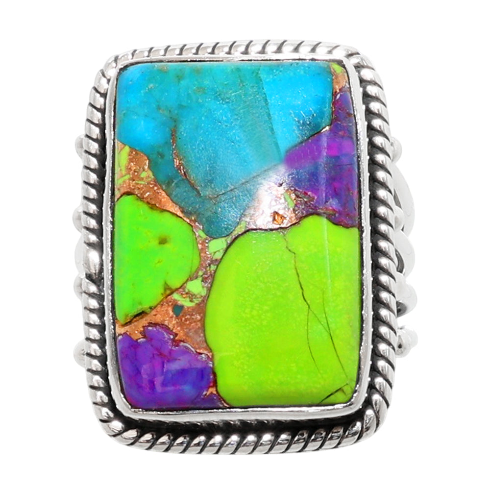 Multi Copper Turquoise 925 Sterling Silver Ring Jewelry Size-10 SR01305