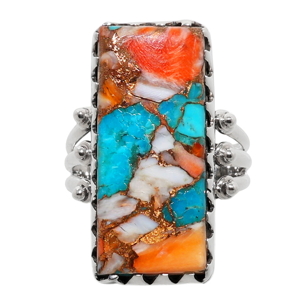 Spiny Oyster Turquoise 925 Sterling Silver Ring Jewelry Size-17 SR01308