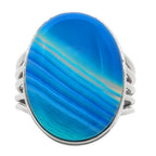 Blue Botswana Agate 925 Sterling Silver Ring Jewelry Size-13 SR01309