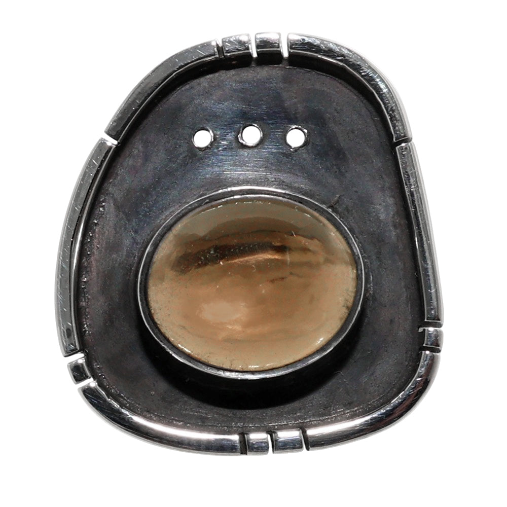 Smoky Quartz Cab 925 Sterling Silver Ring Jewelry Size-16 SR01310