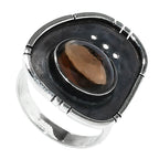 Smoky Quartz Cab 925 Sterling Silver Ring Jewelry Size-16 SR01310