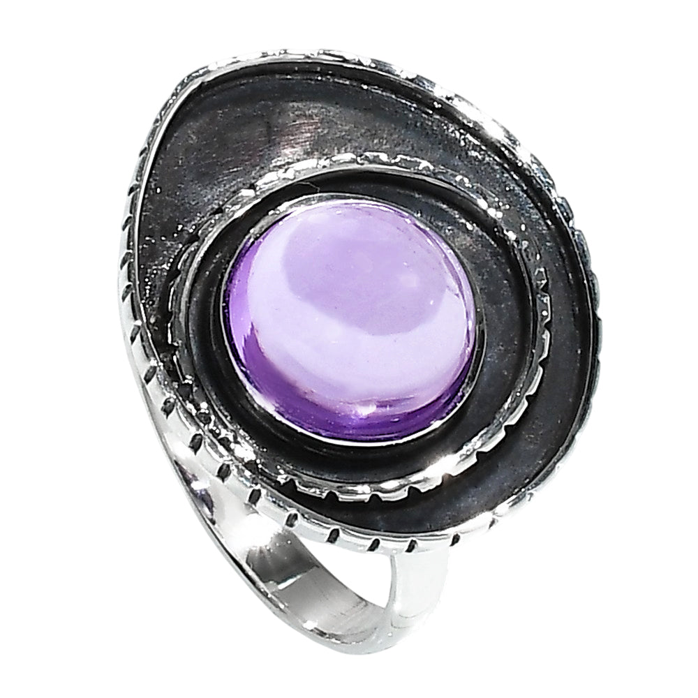 Amethyst Cab 925 Sterling Silver Ring Jewelry Size-17 SR01313