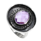 Amethyst Checker 925 Sterling Silver Ring Jewelry Size-17 SR01314