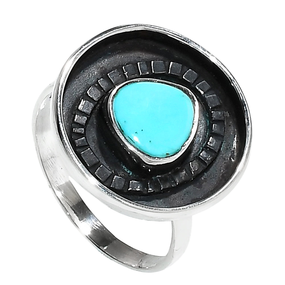 Sleeping Beauty Turquoise 925 Sterling Silver Ring Jewelry Size-17 SR01315