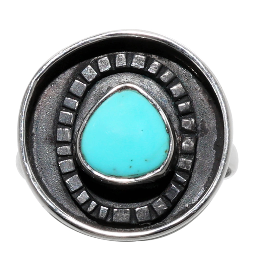 Sleeping Beauty Turquoise 925 Sterling Silver Ring Jewelry Size-17 SR01315