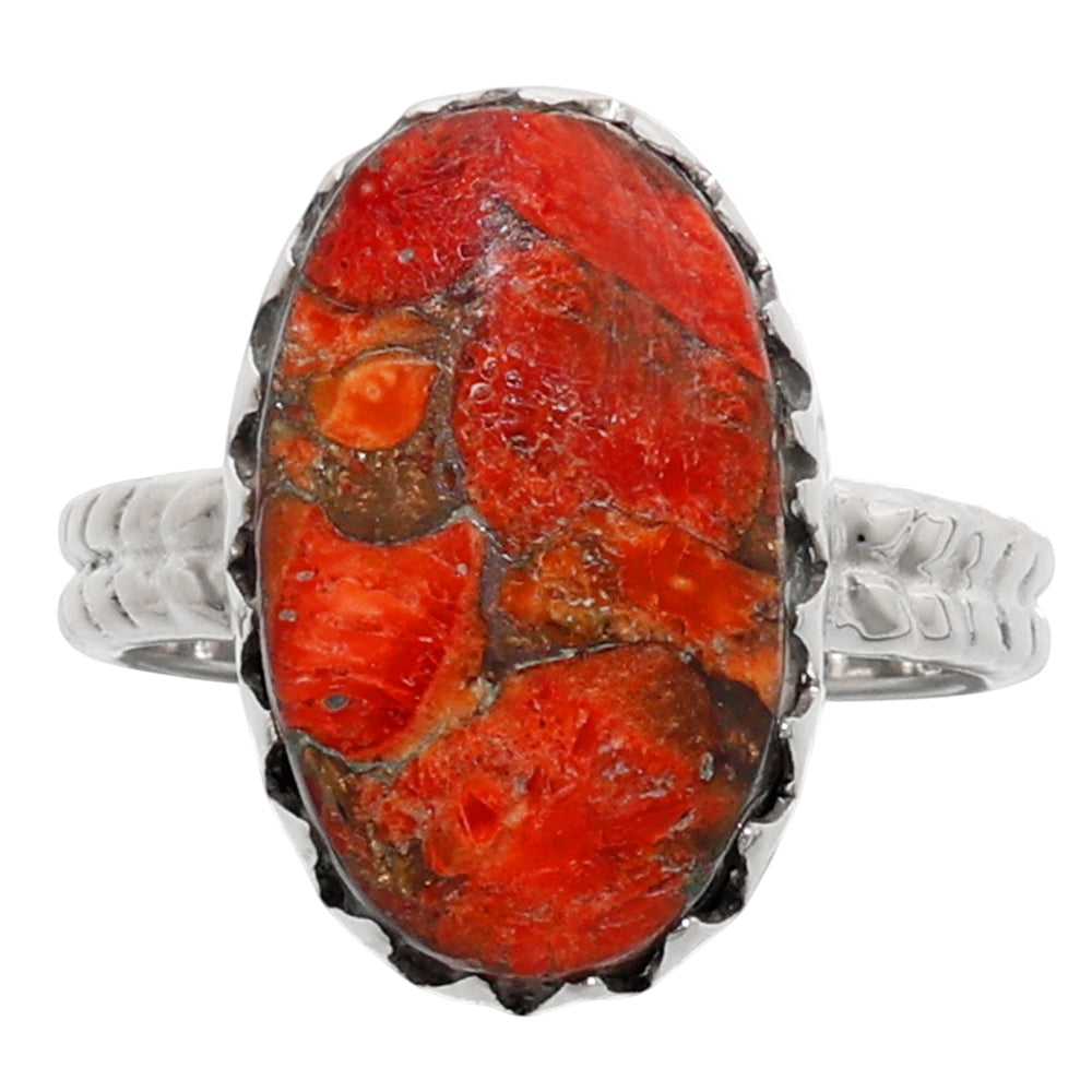 Copper Red Turquoise 925 Sterling Silver Ring Jewelry Size-13 SR01323