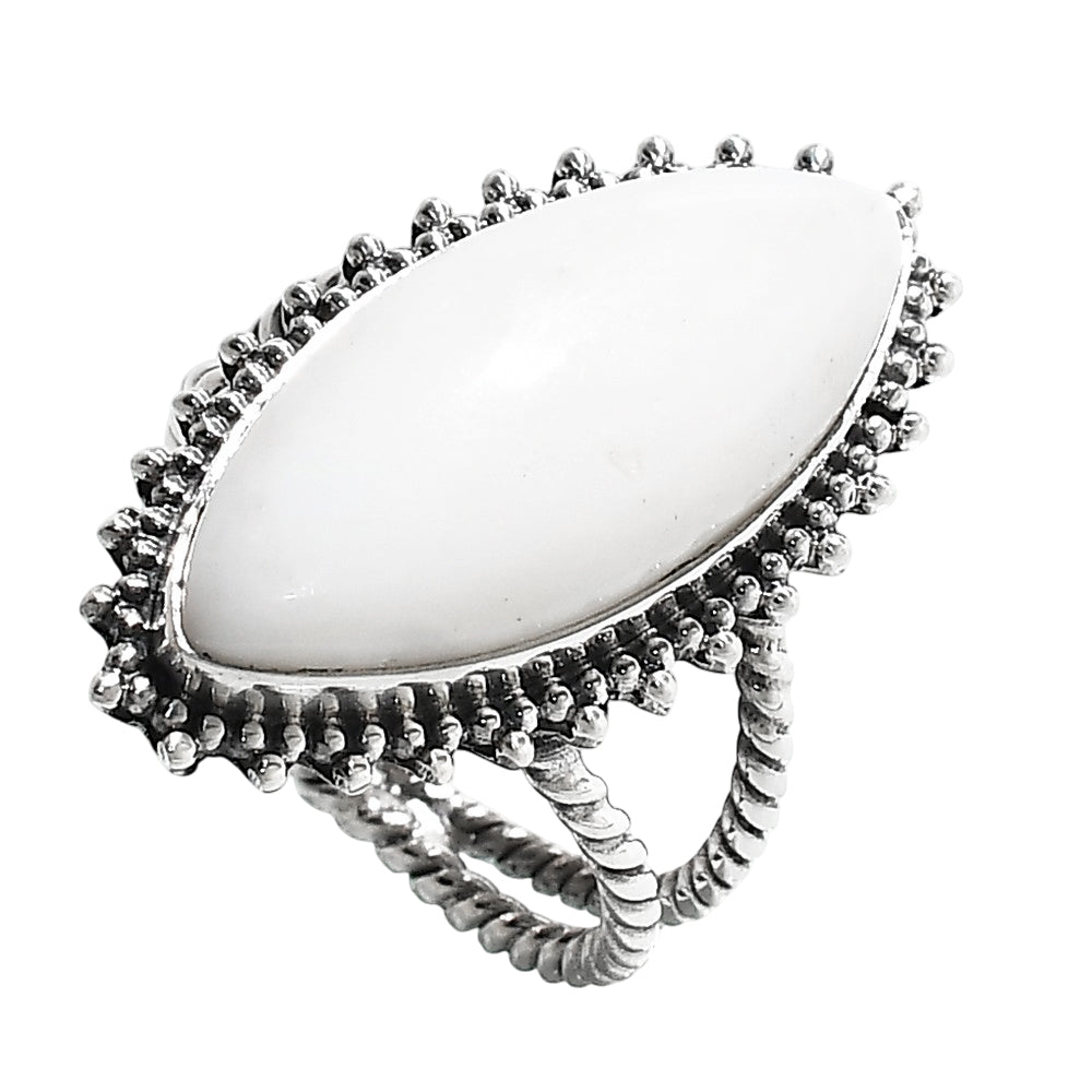 White Opal 925 Sterling Silver Ring Jewelry Size-12 SR01325