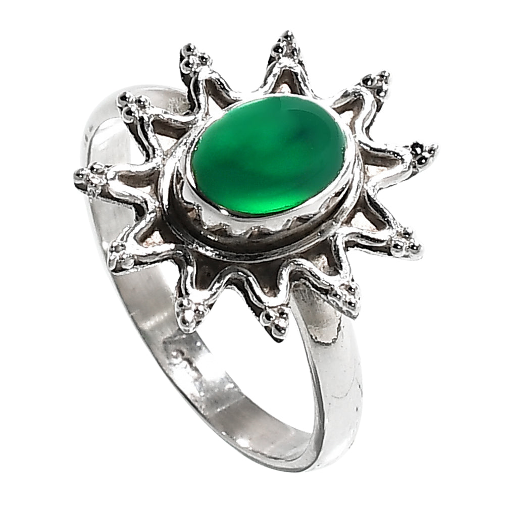 Green Onyx 925 Sterling Silver Ring Jewelry Size-17 SR01327