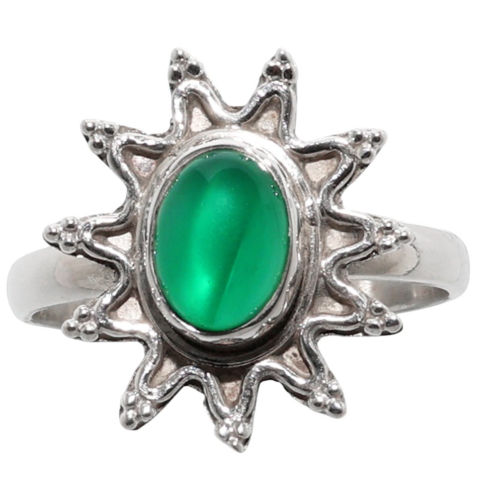 Green Onyx 925 Sterling Silver Ring Jewelry Size-17 SR01327