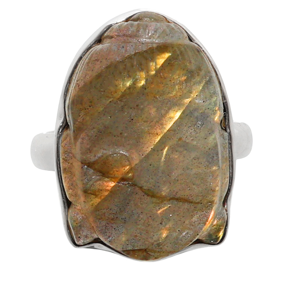 Buddha Carved - Labradorite 925 Sterling Silver Ring Jewelry Size-12 SR01331