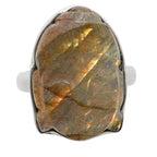 Buddha Carved - Labradorite 925 Sterling Silver Ring Jewelry Size-12 SR01331