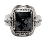 Snow Flake Obsidian 925 Sterling Silver Ring Jewelry Size-20 SR01333