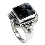 Snow Flake Obsidian 925 Sterling Silver Ring Jewelry Size-20 SR01333