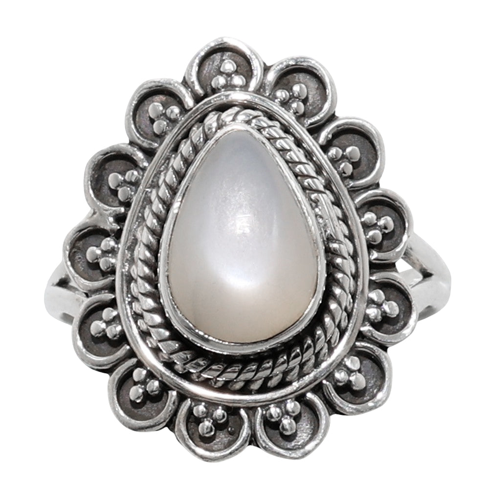 Srilankan Moonstone 925 Sterling Silver Ring Jewelry Size-14 SR01334