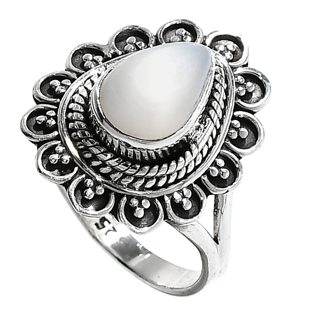 Srilankan Moonstone 925 Sterling Silver Ring Jewelry Size-14 SR01334