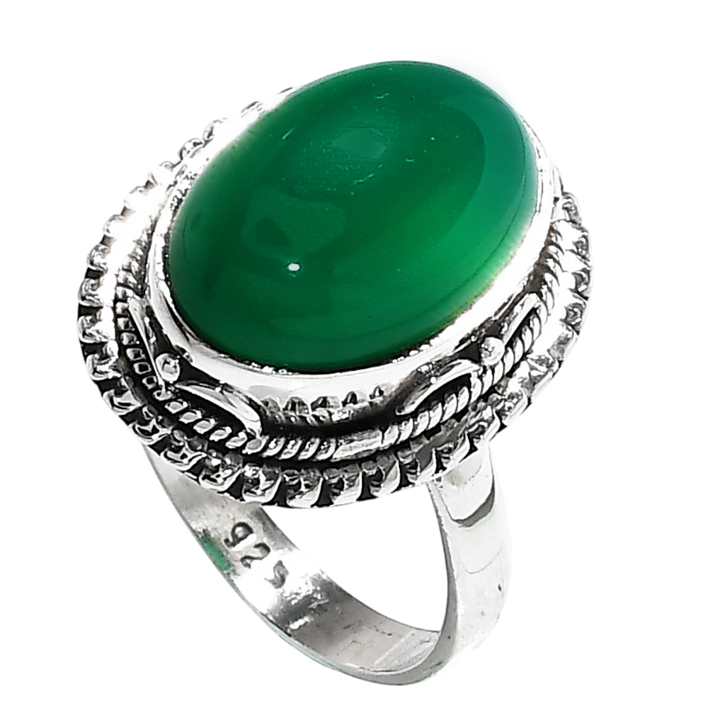 Green Onyx 925 Sterling Silver Ring Jewelry Size-12 SR01336