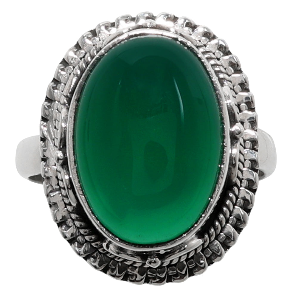 Green Onyx 925 Sterling Silver Ring Jewelry Size-12 SR01336
