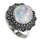 Rainbow Sunstone 925 Sterling Silver Ring Jewelry Size-17 SR01337
