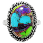 Multi Copper Turquoise 925 Sterling Silver Ring Jewelry Size-16 SR01339