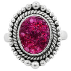 Pink Druzy 925 Sterling Silver Ring Jewelry Size-18 SR01342