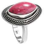Pink Thulite 925 Sterling Silver Ring Jewelry Size-20 SR01346
