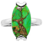 Copper Green Turquoise 925 Sterling Silver Ring Jewelry Size-20 SR01348