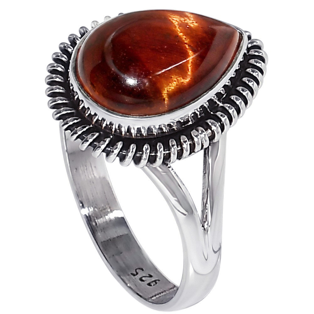 Red Tiger Eye 925 Sterling Silver Ring Jewelry Size-20 SR01349