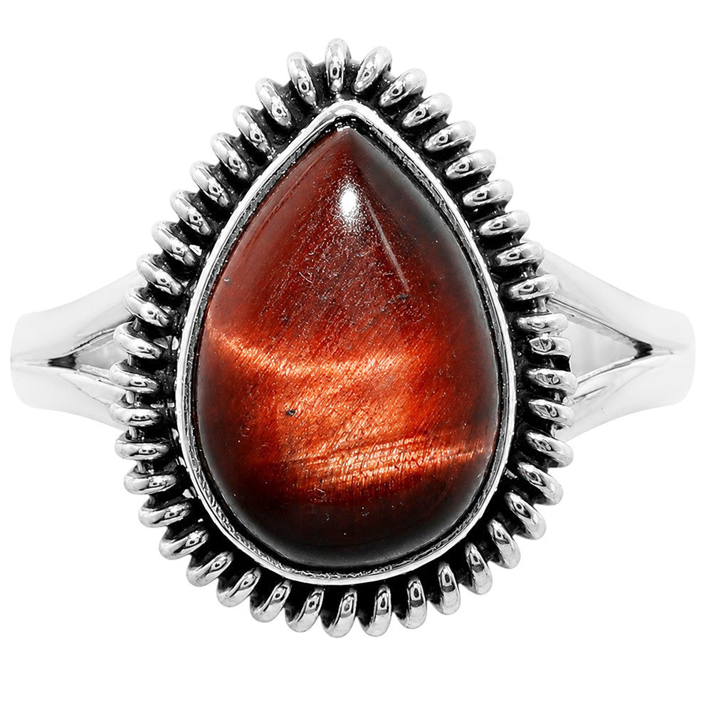 Red Tiger Eye 925 Sterling Silver Ring Jewelry Size-20 SR01349