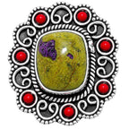 Stichtite and Coral 925 Sterling Silver Ring Jewelry Size-20 SR01350