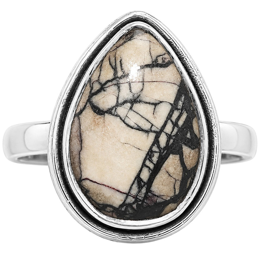 Authentic White Buffalo Turquoise Nevada 925 Sterling Silver Ring Jewelry Size-17 SR01353