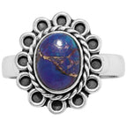 Copper Purple Turquoise 925 Sterling Silver Ring Jewelry Size-17 SR01356