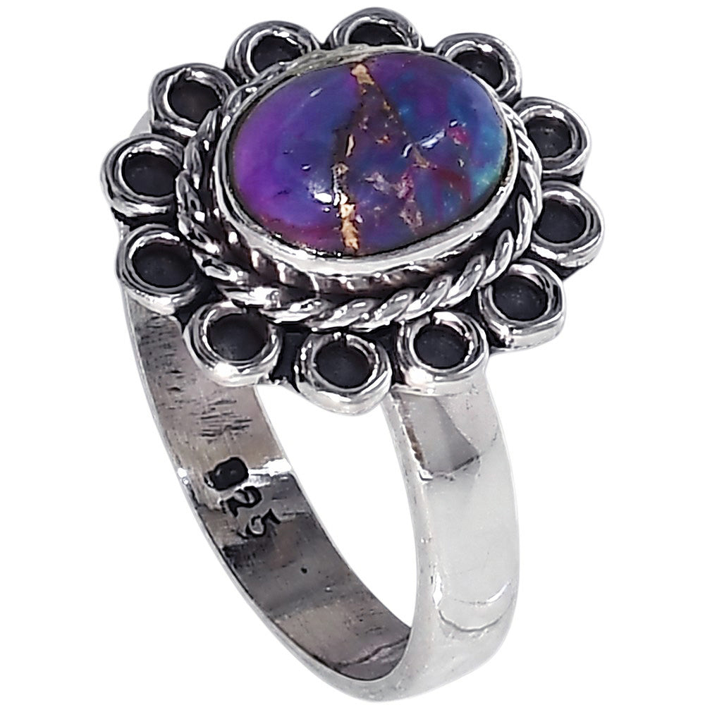 Copper Purple Turquoise 925 Sterling Silver Ring Jewelry Size-17 SR01356