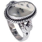 Merlinite Dendritic Opal 925 Sterling Silver Ring Jewelry Size-14 SR01357