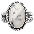 Merlinite Dendritic Opal 925 Sterling Silver Ring Jewelry Size-14 SR01357
