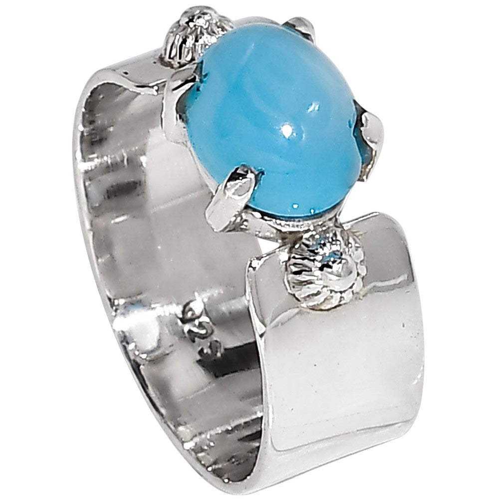Blue Chalcedony 925 Sterling Silver Ring Jewelry Size-16 SR01360