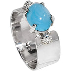 Blue Chalcedony 925 Sterling Silver Ring Jewelry Size-16 SR01360