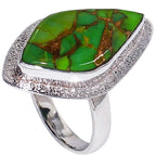 Copper Green Turquoise 925 Sterling Silver Ring Jewelry Size-20 SR01363