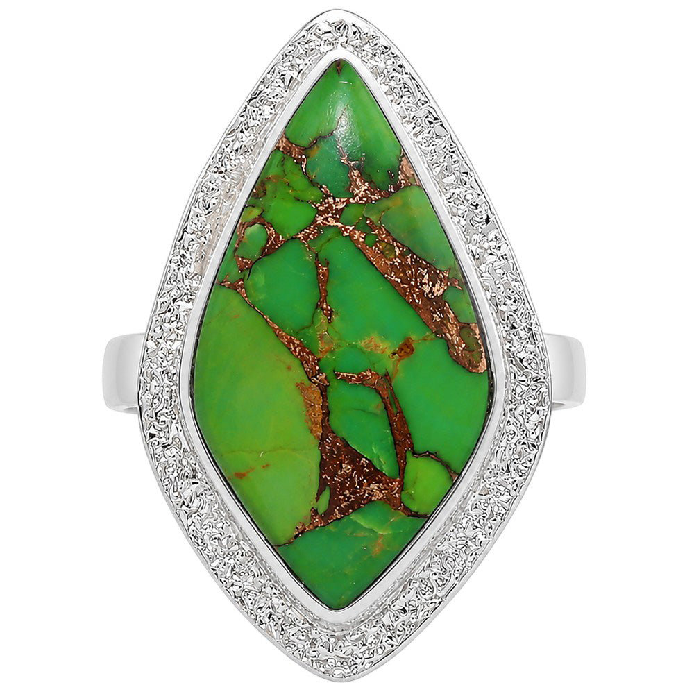 Copper Green Turquoise 925 Sterling Silver Ring Jewelry Size-20 SR01363