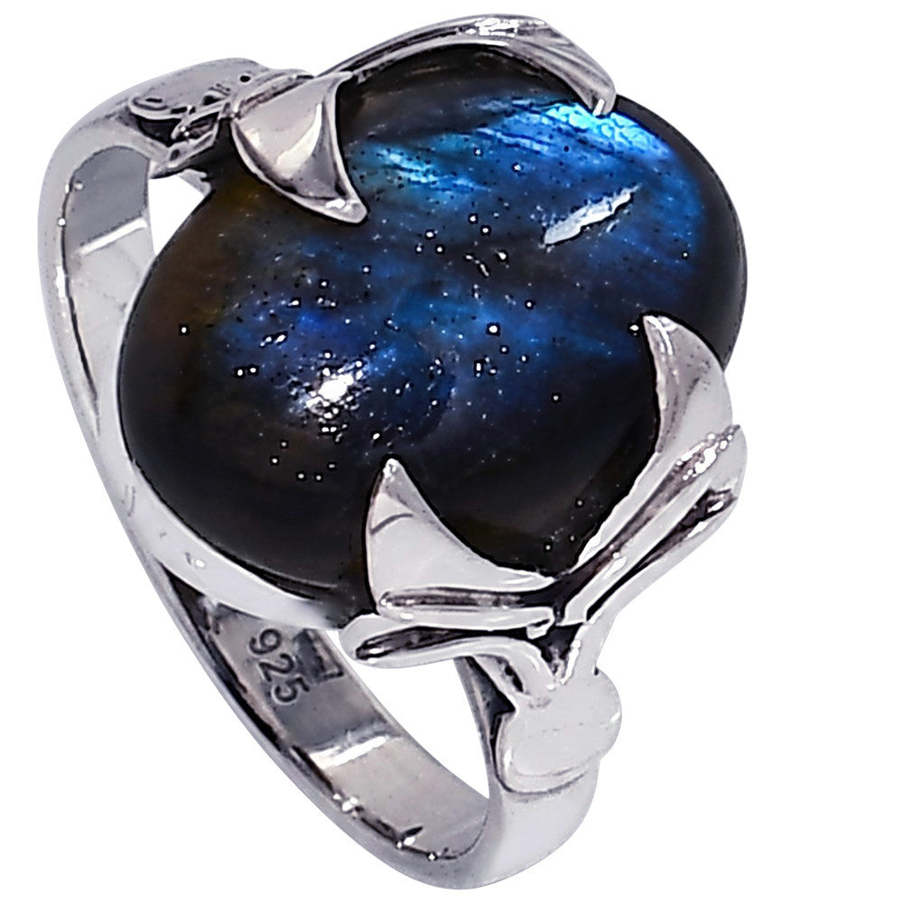 Blue Labradorite 925 Sterling Silver Ring Jewelry Size-16 SR01365