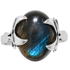 Blue Labradorite 925 Sterling Silver Ring Jewelry Size-16 SR01365