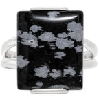 Snow Flake Obsidian 925 Sterling Silver Ring Jewelry Size-14 SR01366