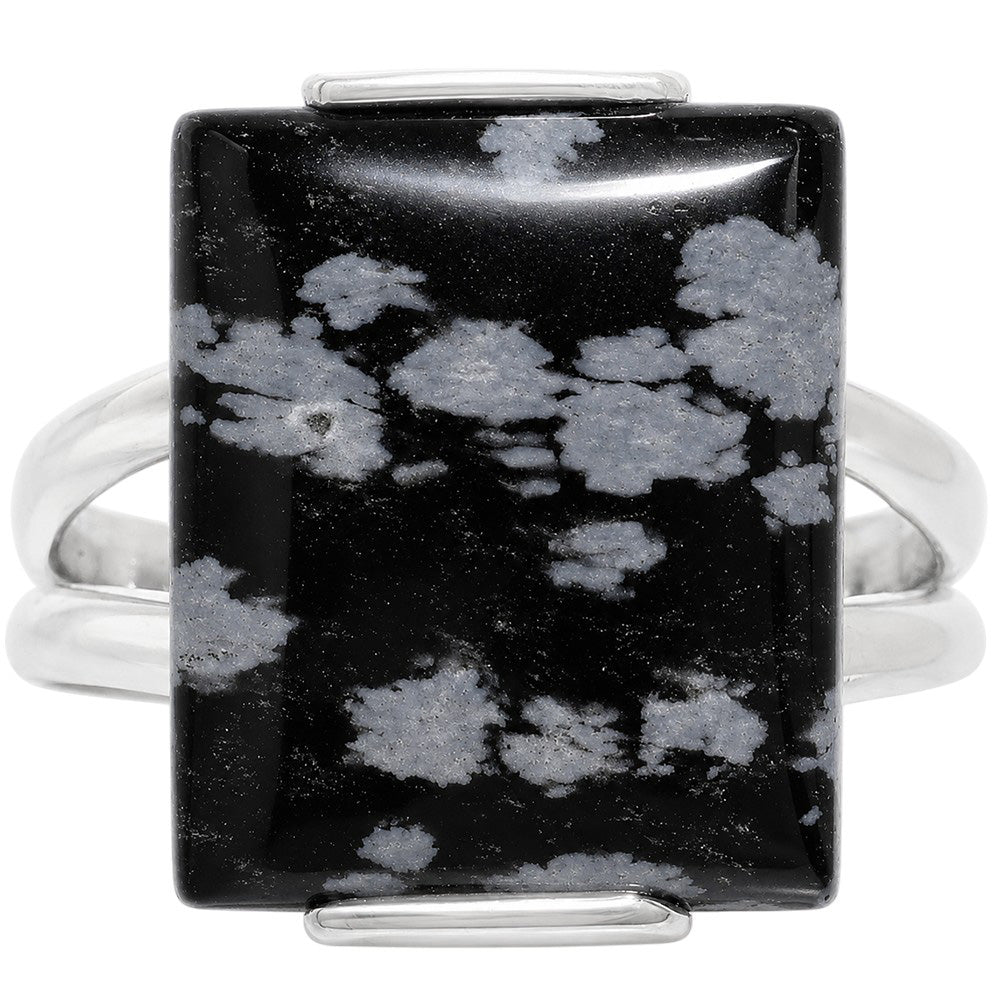 Snow Flake Obsidian 925 Sterling Silver Ring Jewelry Size-14 SR01366